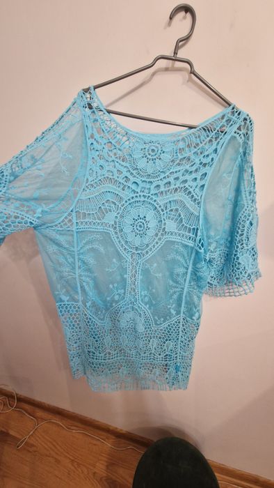 Tunika sukienka plażowa koronka świetny materiał narzutka pareo kostiu