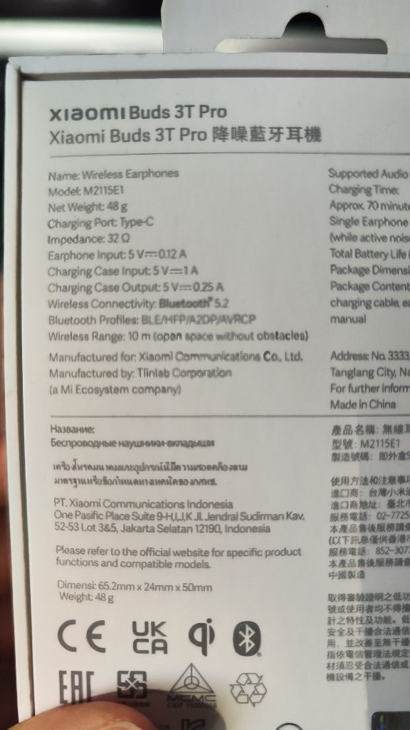 Xiaomi buds 3T Pro Auriculares