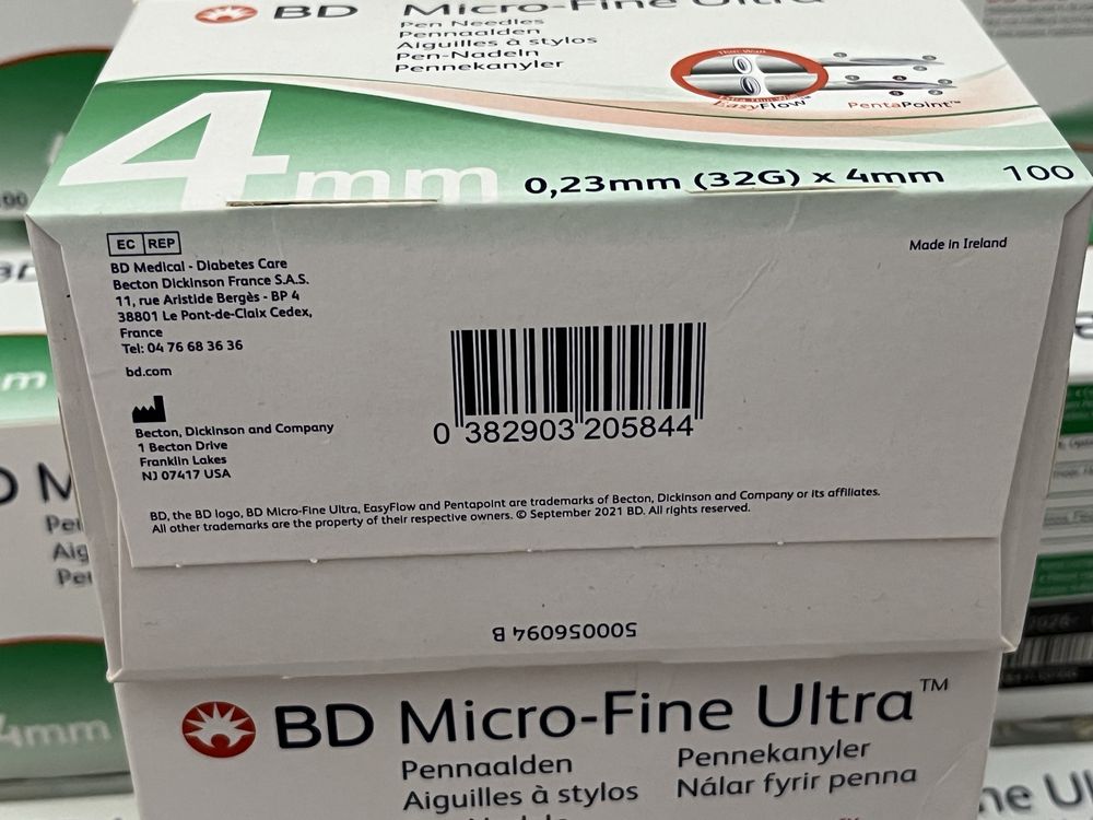 Голки 4mm BD Micro-Fine Ultra для інцулінових ручок,IRELAND