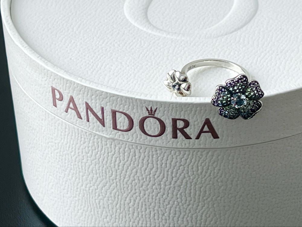 ***PANDORA***Otwarty pierścionek KWIATY***r. 52***SREBRO***NOWY***