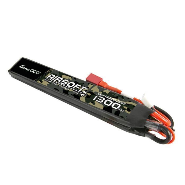 Gens Lipo 25C Saddle 2S1P 7.4V Airsoft Akumulator 1300Mah Konektorem