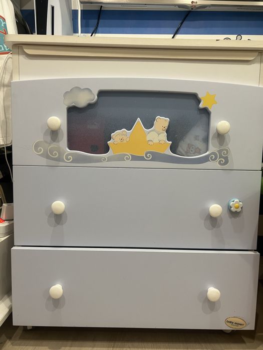 Комплект детской мебели шкаф,комод,кровать с матрасом Baby Expert