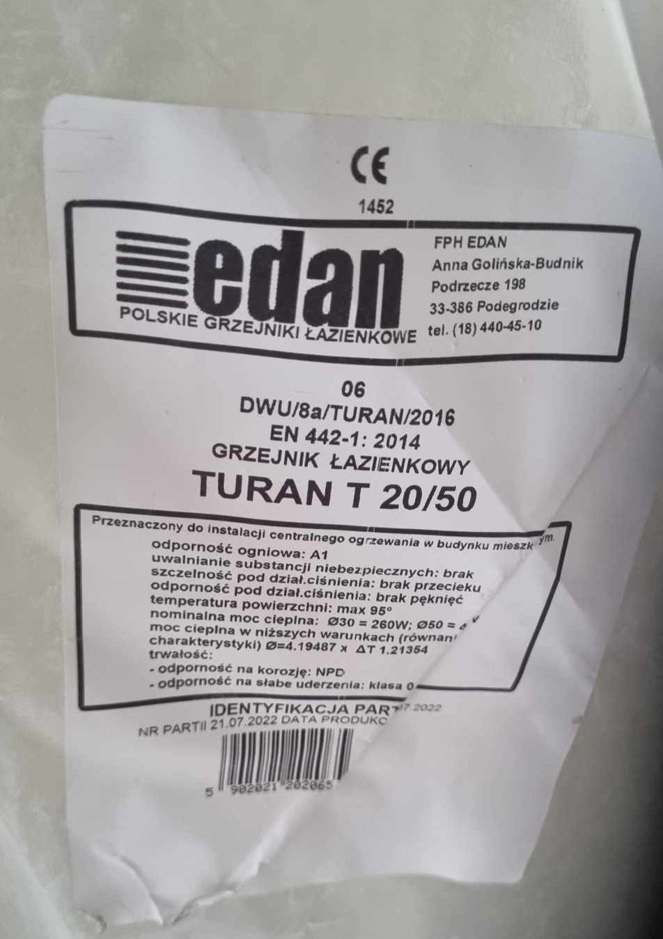 Grzejnik łazienkowy - Edan - Turan T 20/50