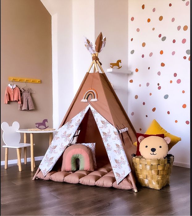 Вигвам с ковриком бомбон/ детская палатка