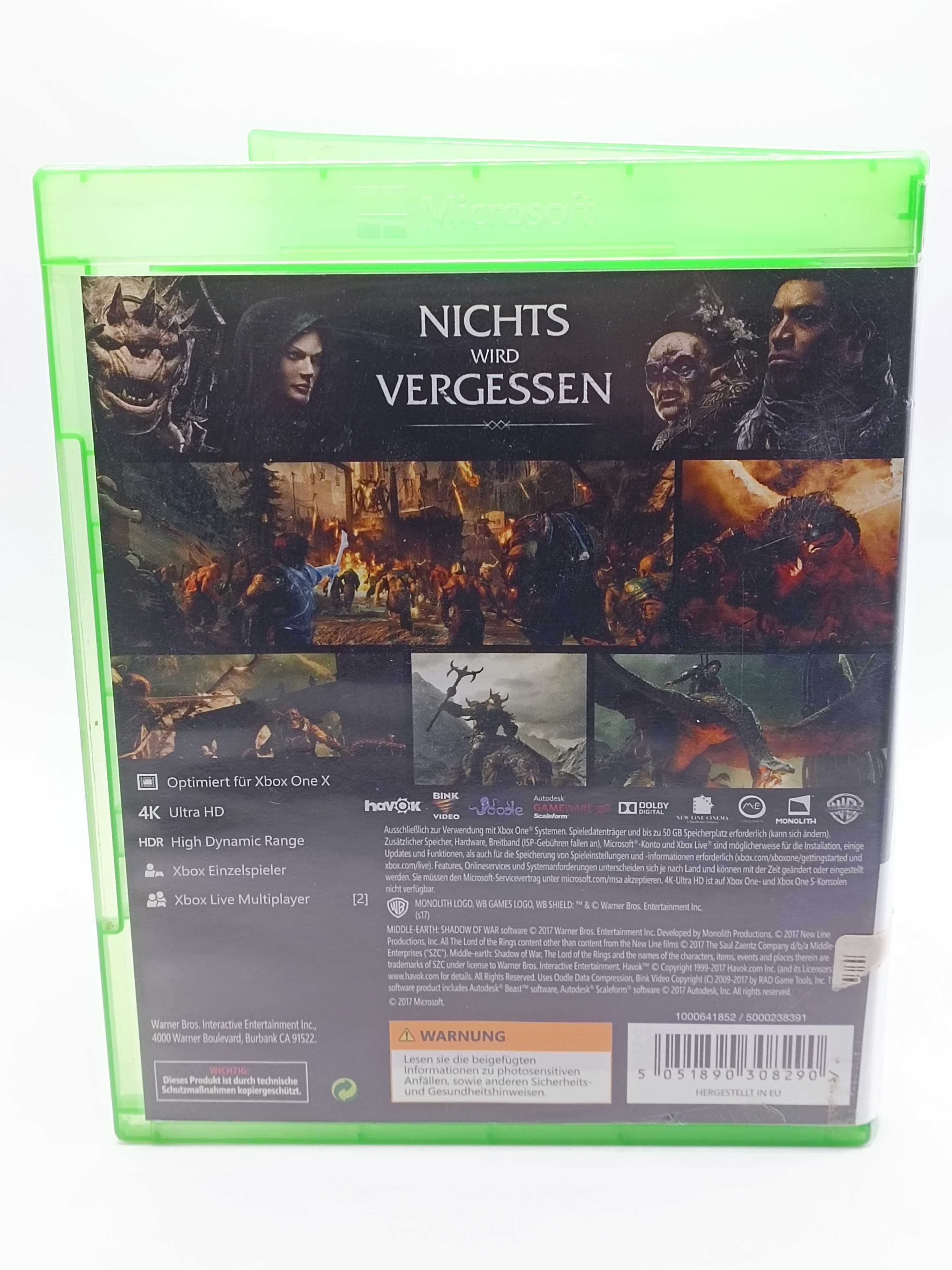 GRA Mittelerde Schatten Des Krieges NA XBOX ONE 133/02/25s