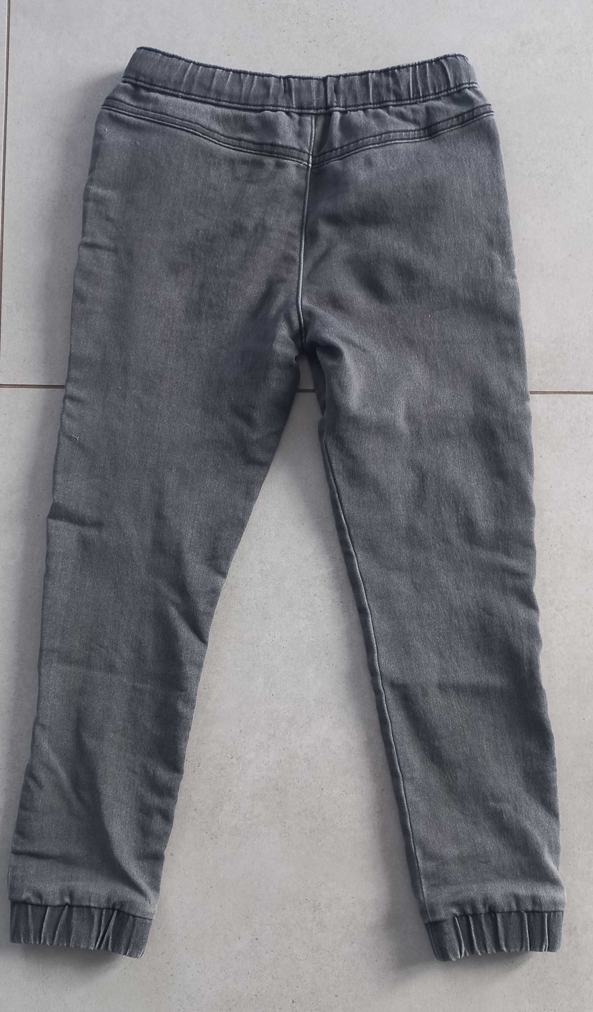 Spodnie jeansy jogger sinsay 134 zestaw szare niebieskie