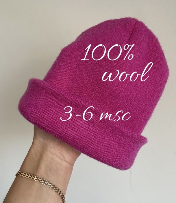 100% welna rozowa czapka zimowa dla dziewczynki