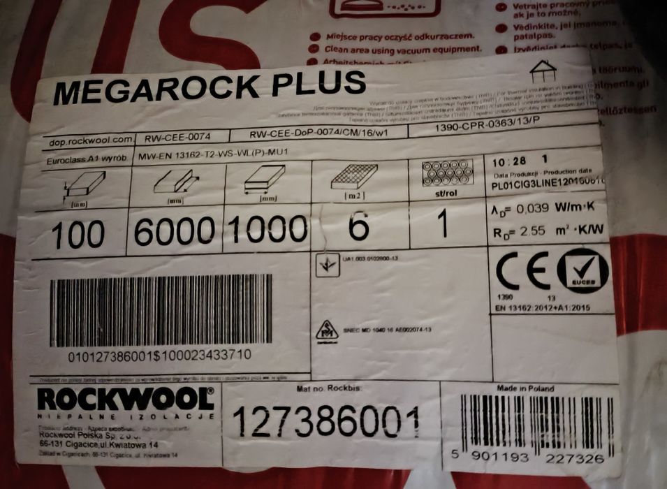 Wełna Rockwool Superrock Premium 10cm 0,034 4,88m²