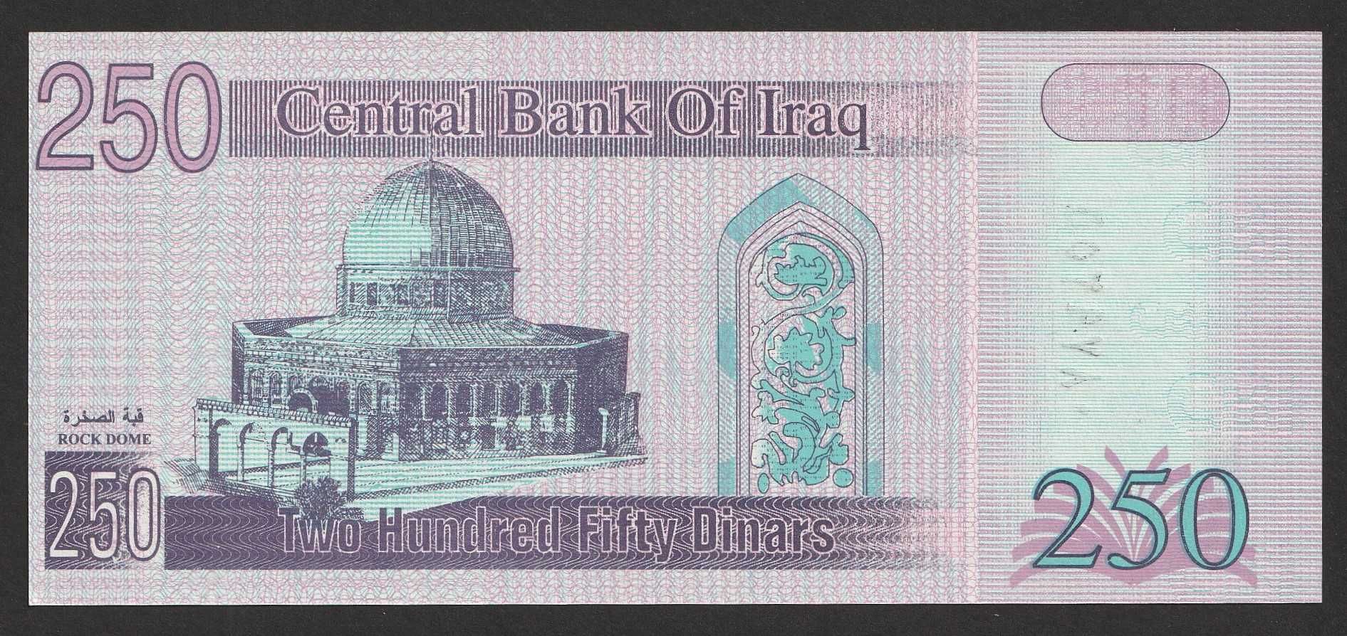 Irak 250 dinarów 2002 - Saddam Husajn - stan bankowy UNC