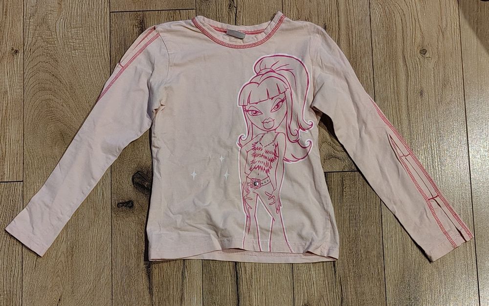 Bluzka z długim rękawem dziewczęca różowa 140