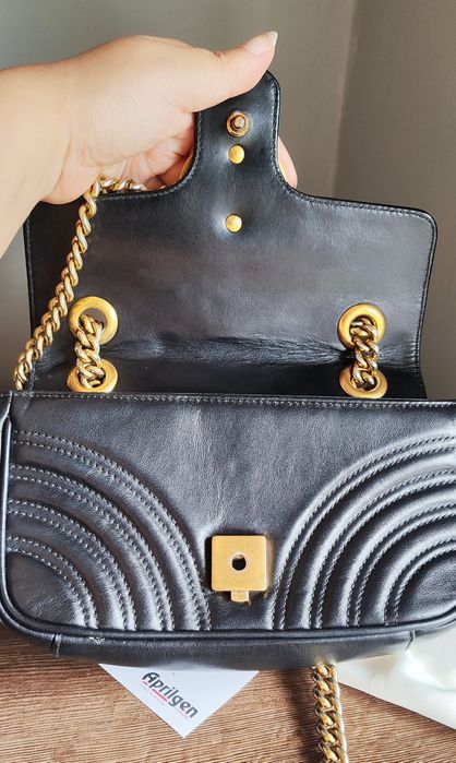 Gucci oryginalna czarna torebka Marmont Small skóra naturalna