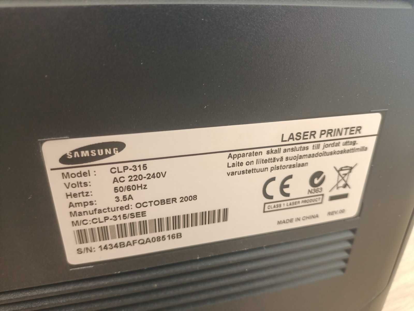 Лазерный цветной принтер Samsung CLP-315 + доп. картридж