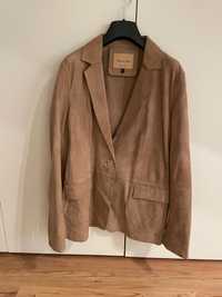 Blazer pele camurça beige Massimo Dutti