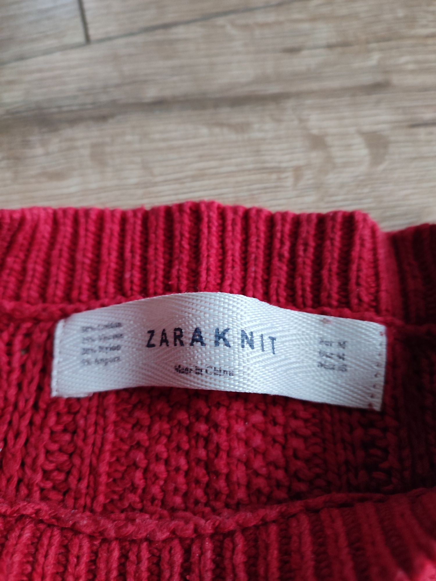 Zara m 38 sweter czerwony