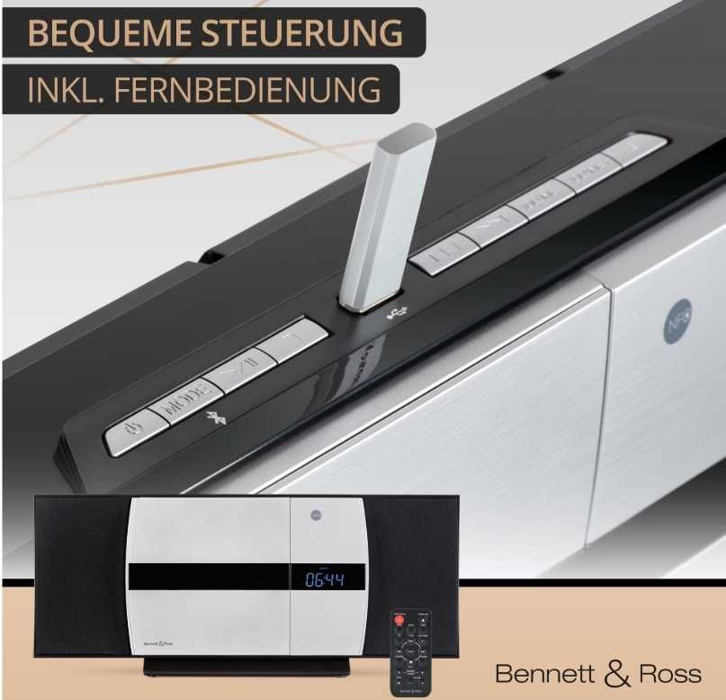 Radio sieciowe BENNETT & ROSS AM FM wieża HiFi CD usb bluetooth NFC
