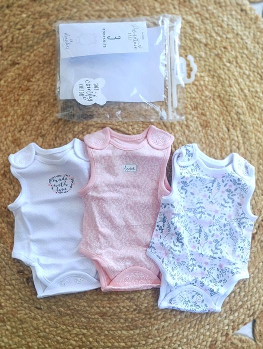 3 pak body dla niemowlaka 2,5 kg 50cm wysoka jakość George nowe