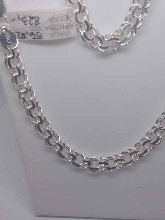 Srebrny łańcuszek splot Garibaldi srebro 925 długość 60 cm