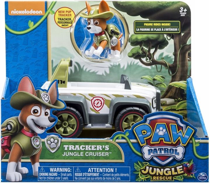 Psi Patrol Tracker Jeep Pojazd + Figurka Ruchoma Jungle Rescue Dżungla