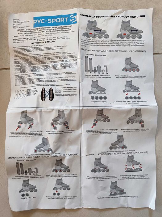 Rolki Łyżwy Wrotki 4w1, regulowane, rozmiar 29-32, różowe