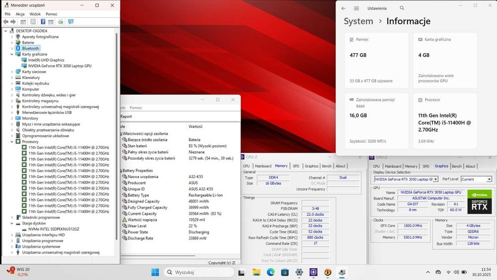 ASUS TUF Gaming FX506HC i5-11400H 16GB 512SSD RTX3050 4GB Cyrlica