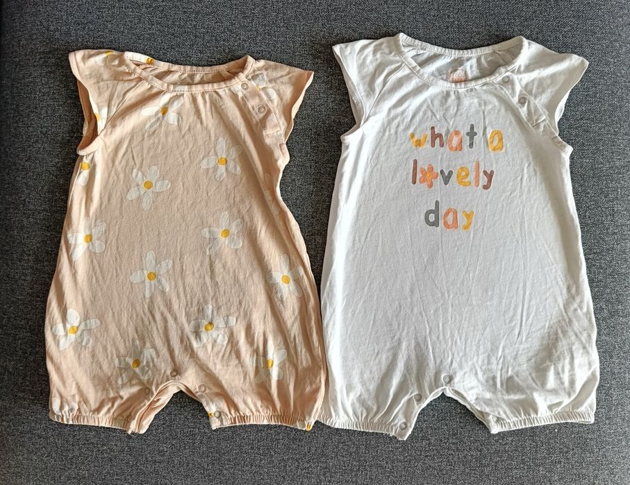 Dwupak 2 rampersy piżamka na lato cool club smyk 68 kwiatki