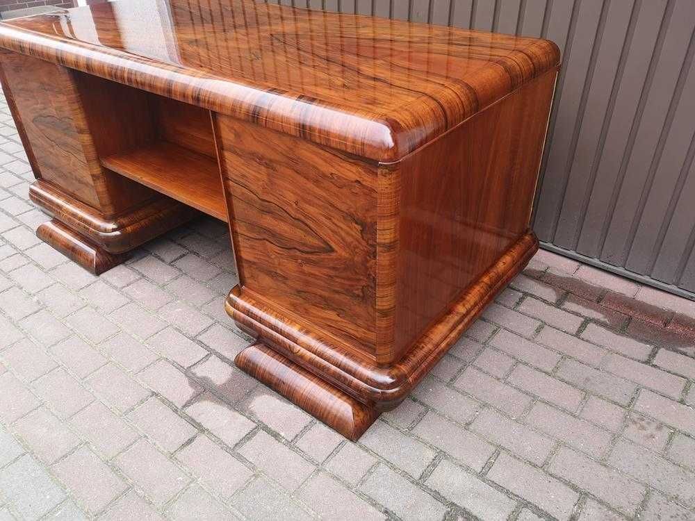 Biurko ART-DECO Orzech Politura Stare Antyk Dwustronne Po Renowacji .