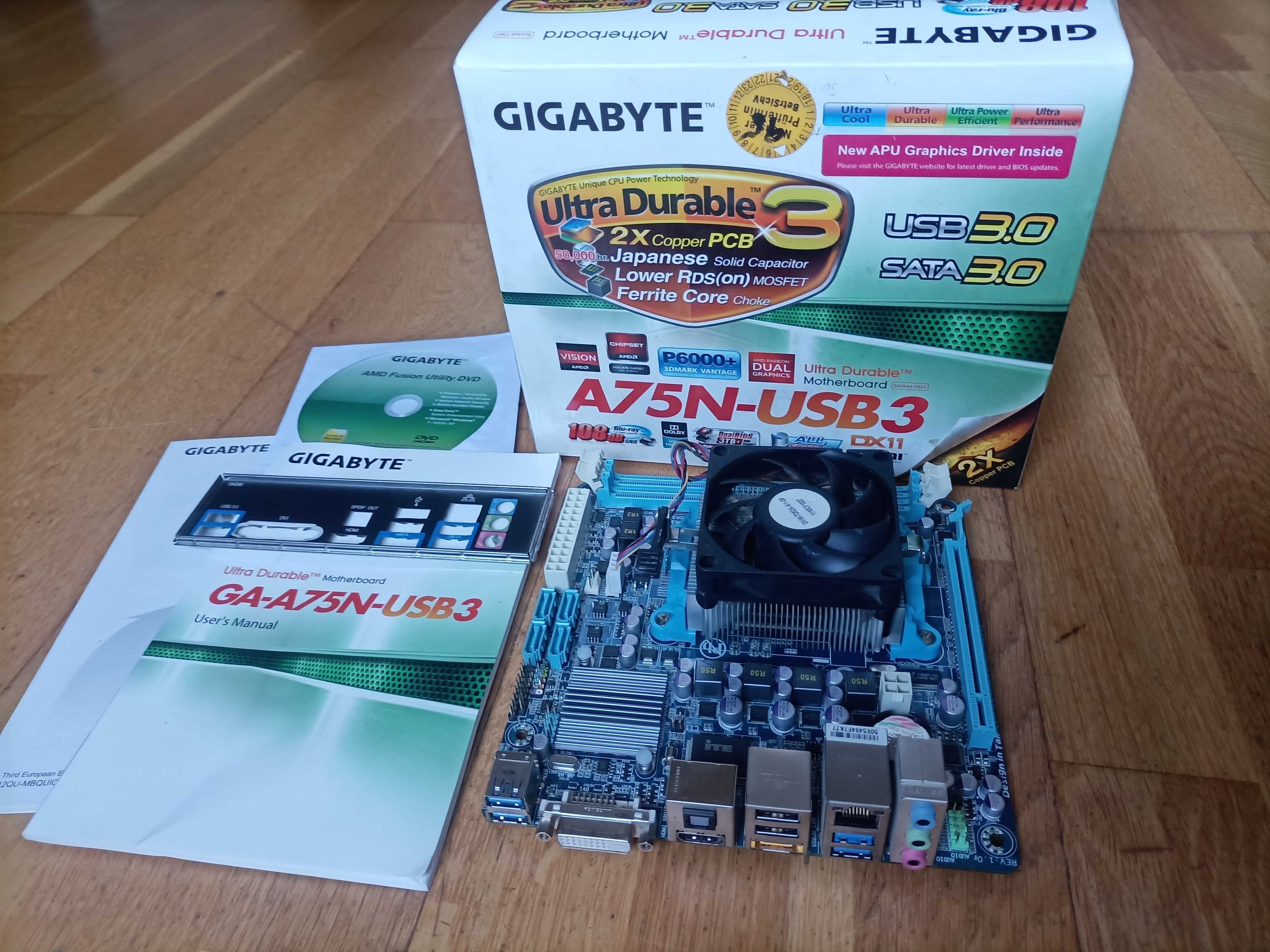 Gigabyte A75N-Usb3(FM1, DDR3, MiniITX) + X3 A6-3500 + кулер