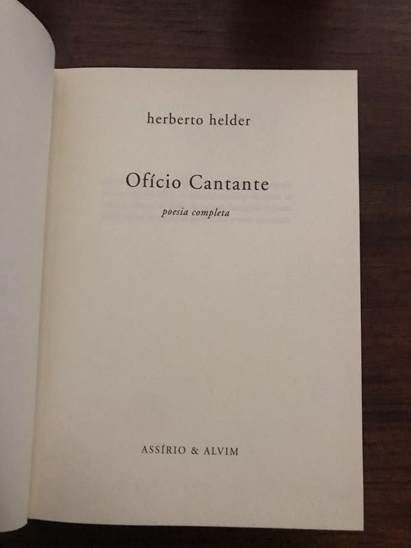 Livro Herberto Hélder - Oficio Cantante (poesia completa)