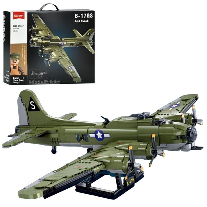 Конструктор Самолёт SLUBAN M38-B1367 Бомбардировщик Б-17 Boeing B-17G