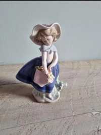 Cudna Lladro Nao Dziewczynka z Koszem Kwiatów Figurka Porcelana