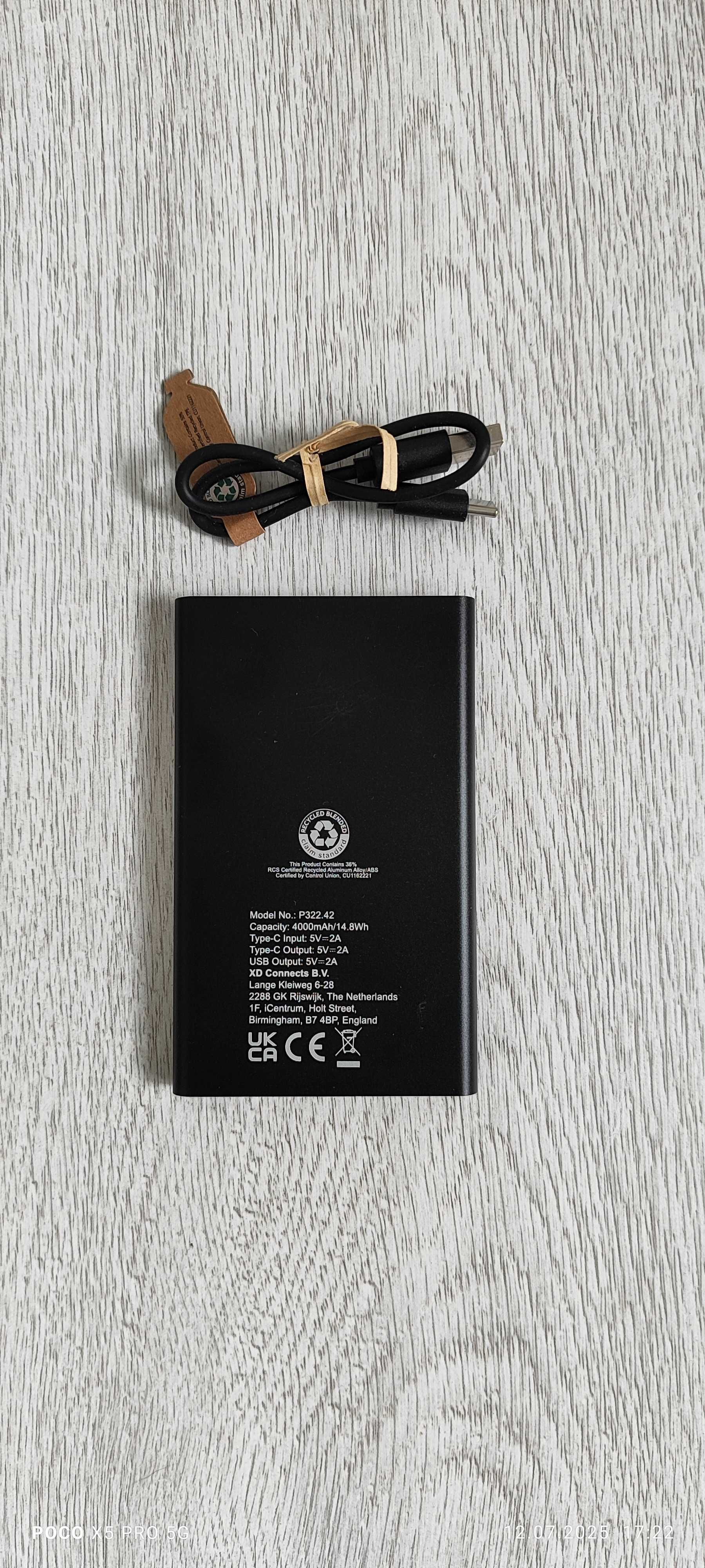 Powerbank 4000 mah z aluminium czarny P 322.42