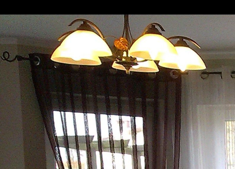 żyrandol lampa sufitowa wisząca zielona złote listki 5-ramienna