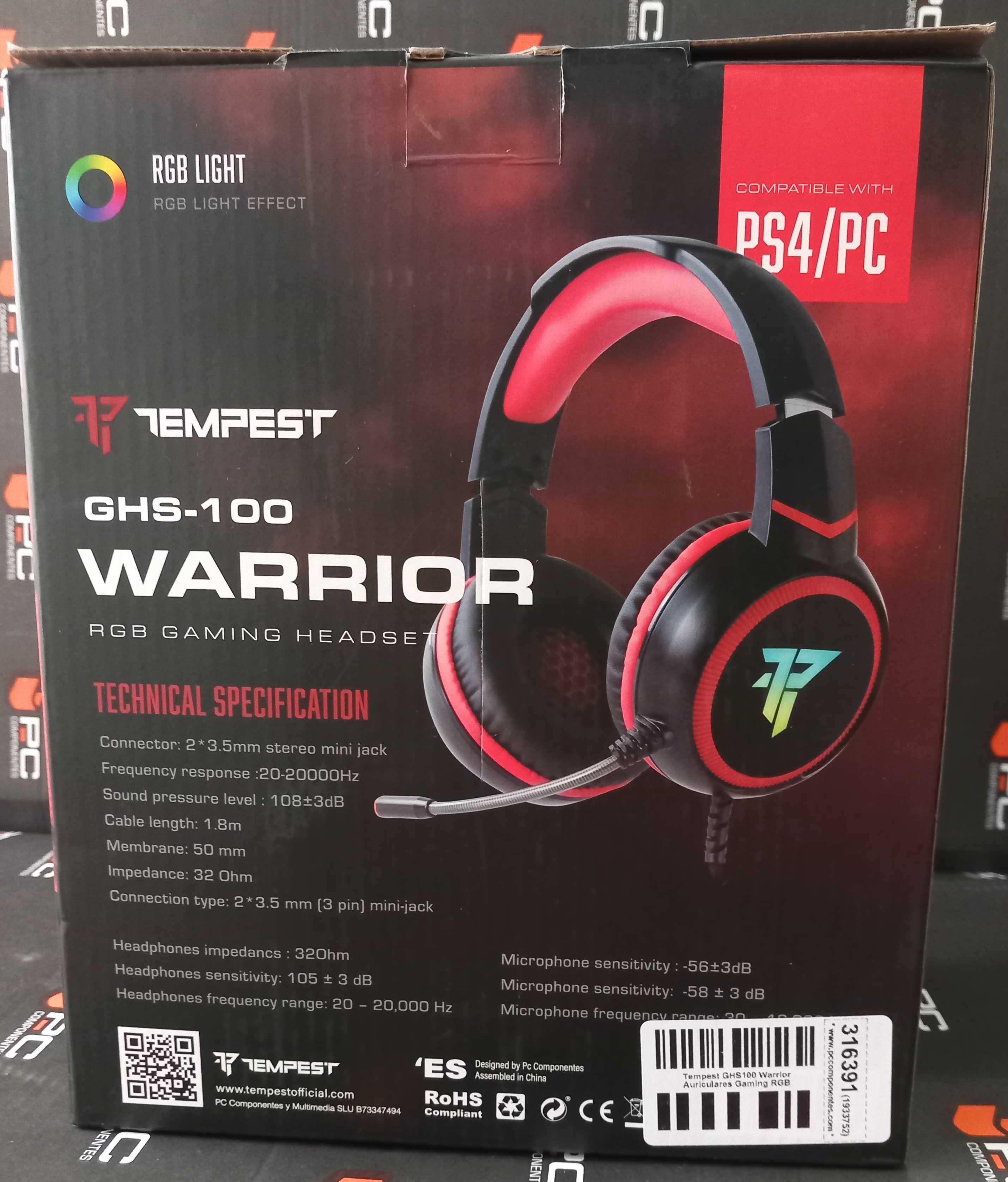 Headset Tempest Warrior Gaming RGB Fones