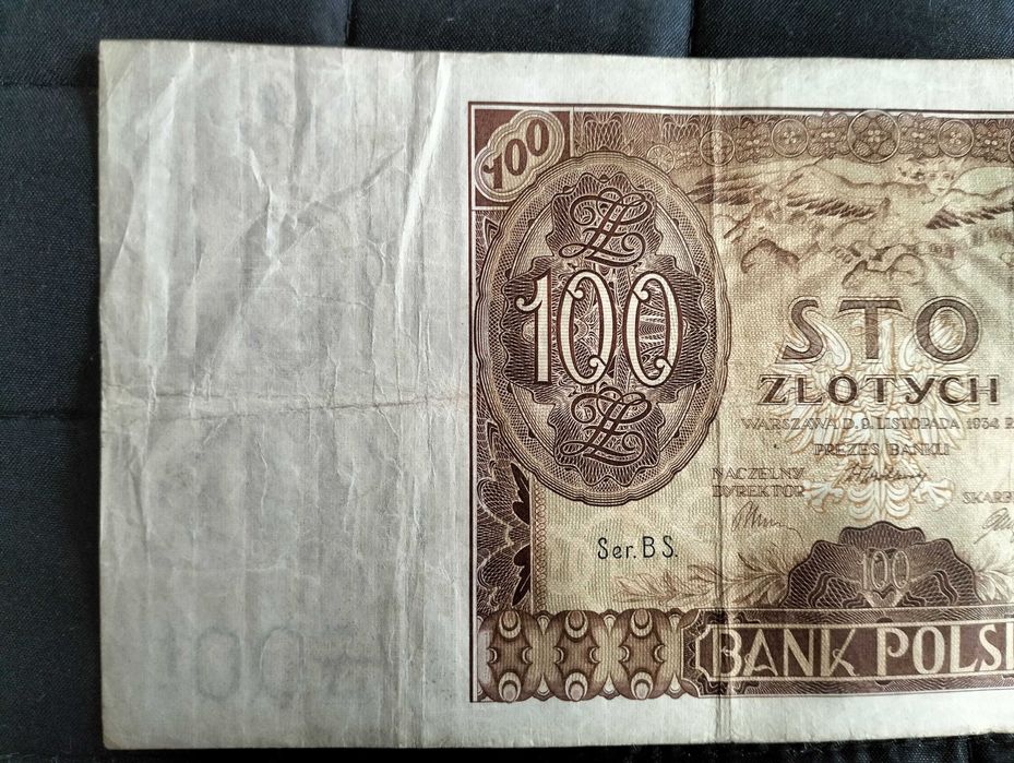 100 złotych 1934, banknot, seria BS
