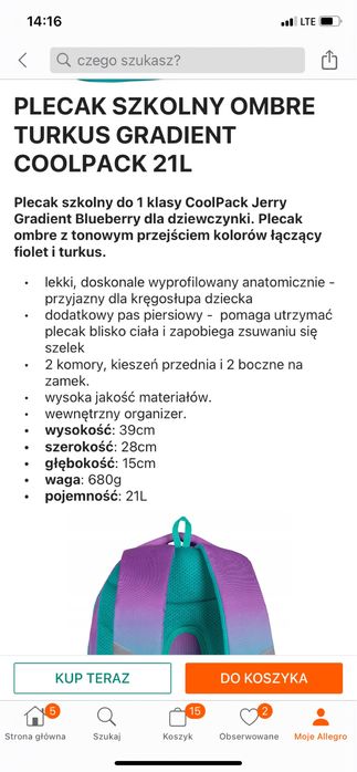 Plecak Cool Pack Ombre klasy 1-3