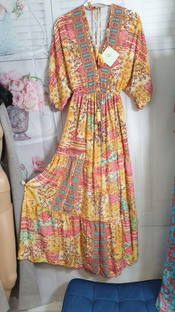 Sukienka indyjska jedwabna z kieszeniami