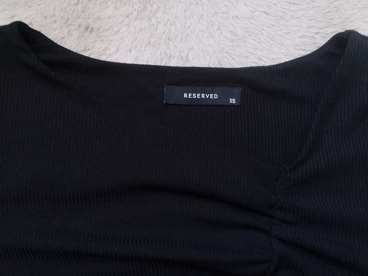 Czarna bluzka z długim rękawem Reserved 34 XS marszczona bluzeczka