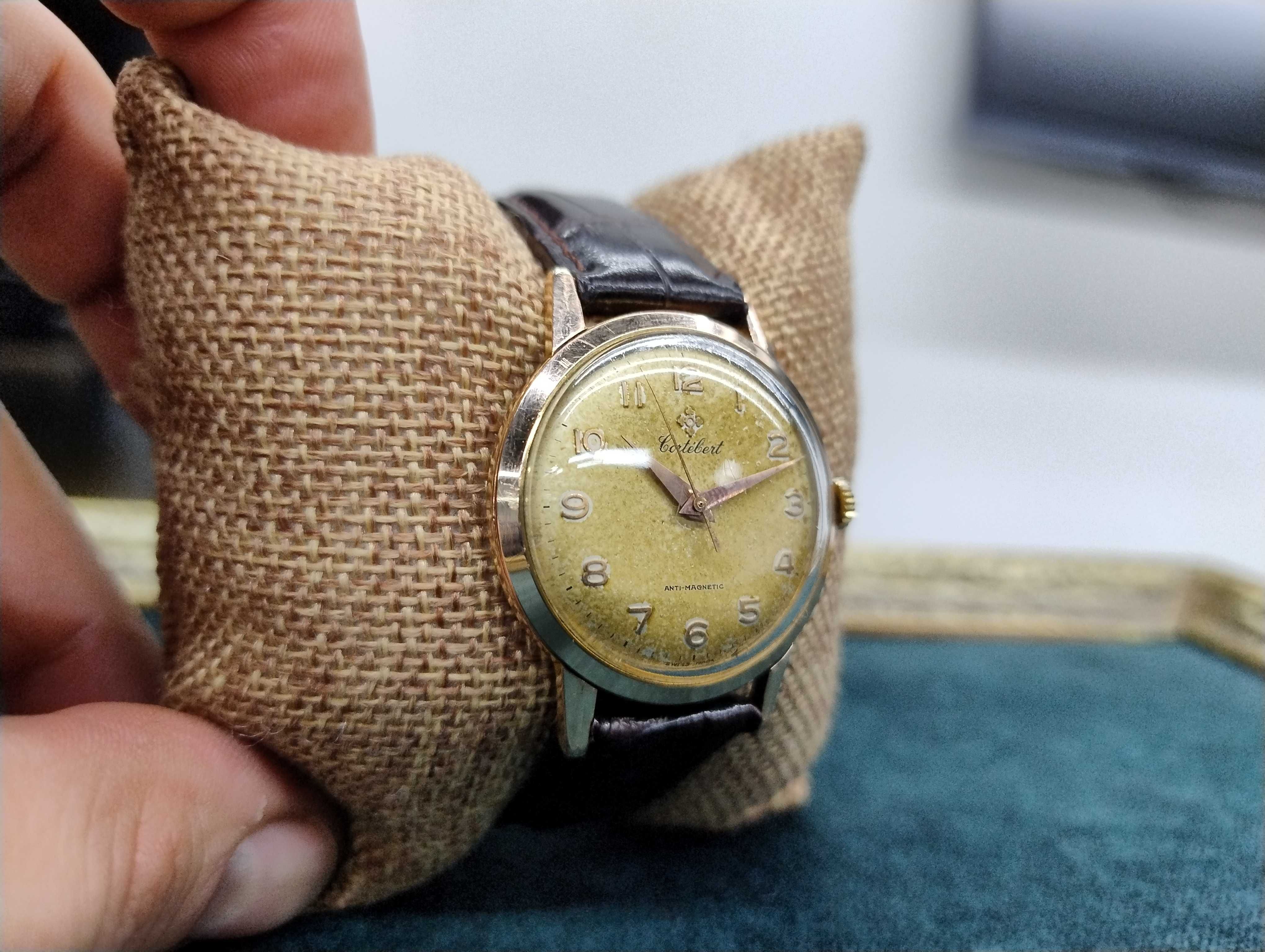 Przepiekny Zegarek Cortebert  Złocony 14k Grand Prix 1960 rok ! Patyna