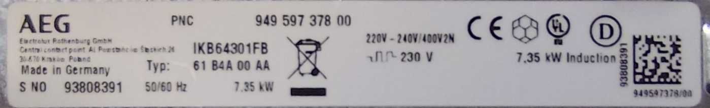 Placa de indução AEG IBK 64301FB