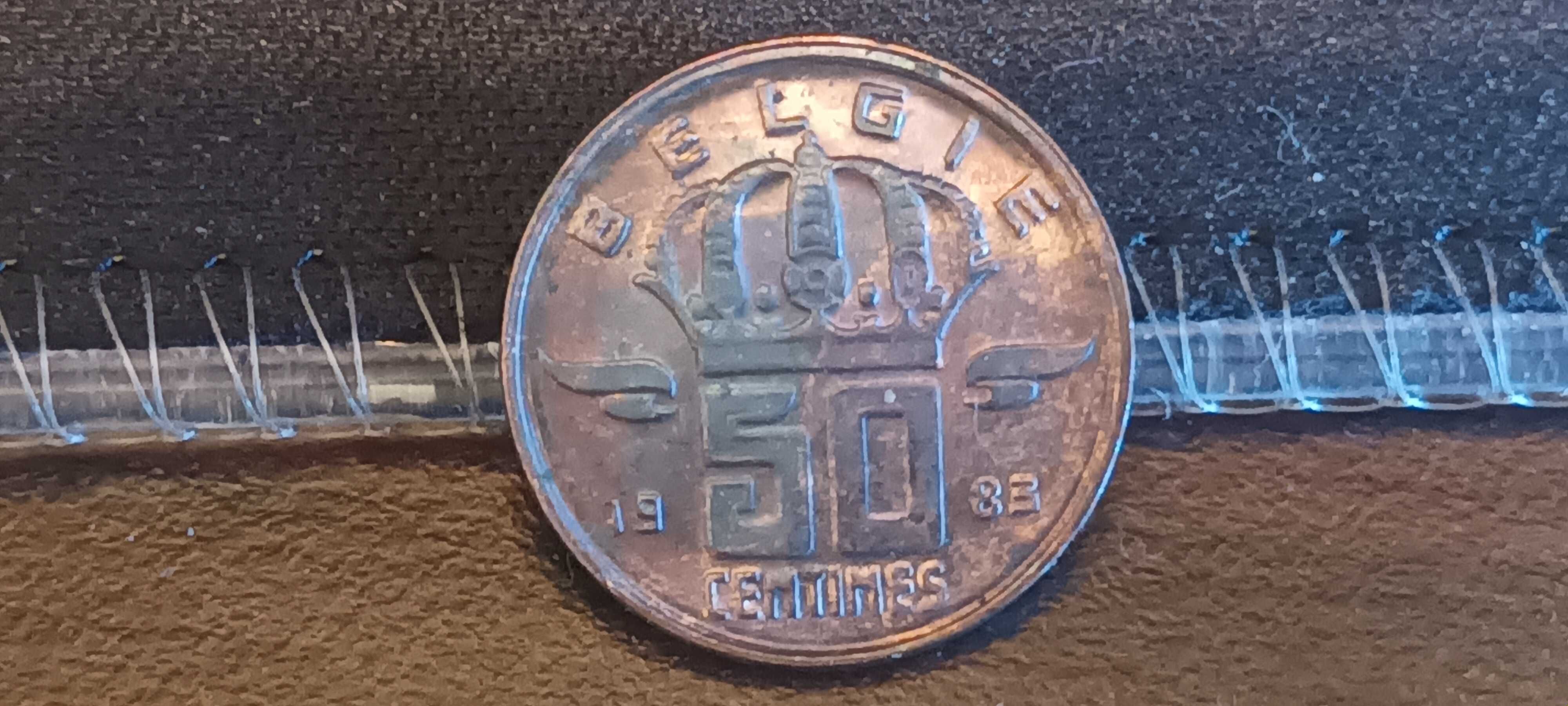 Moneta Belgia 50 centymów, 1983,Mennicza patyna