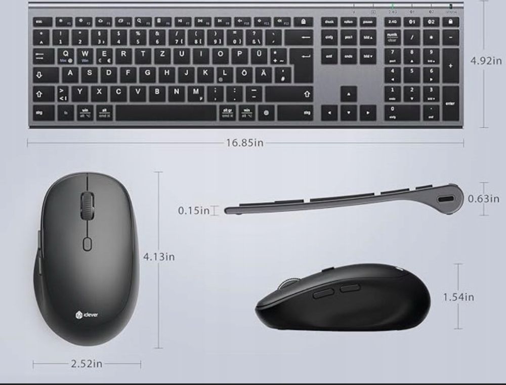 iClever Bezprzewodowa klawiatura i myszka 2,4G QWERTY