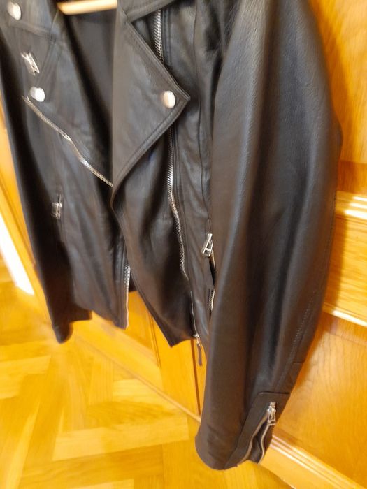 Casaco biker de pele