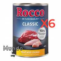 Mokra karma Rocco 400 g smak Wołowina Z kurczaka w zestawie 6 szt.