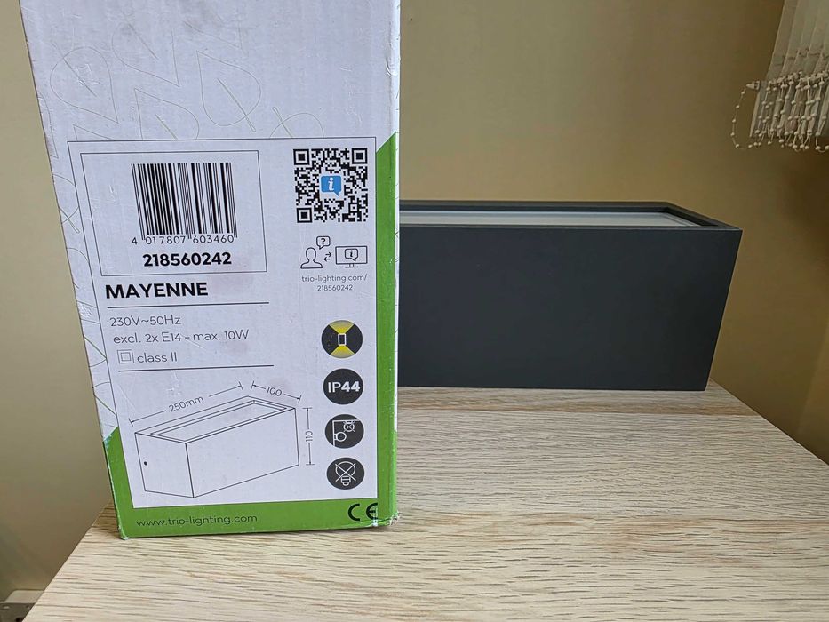 Kinkiet ścienny Mayenne, zewnętrzny,  antracyt