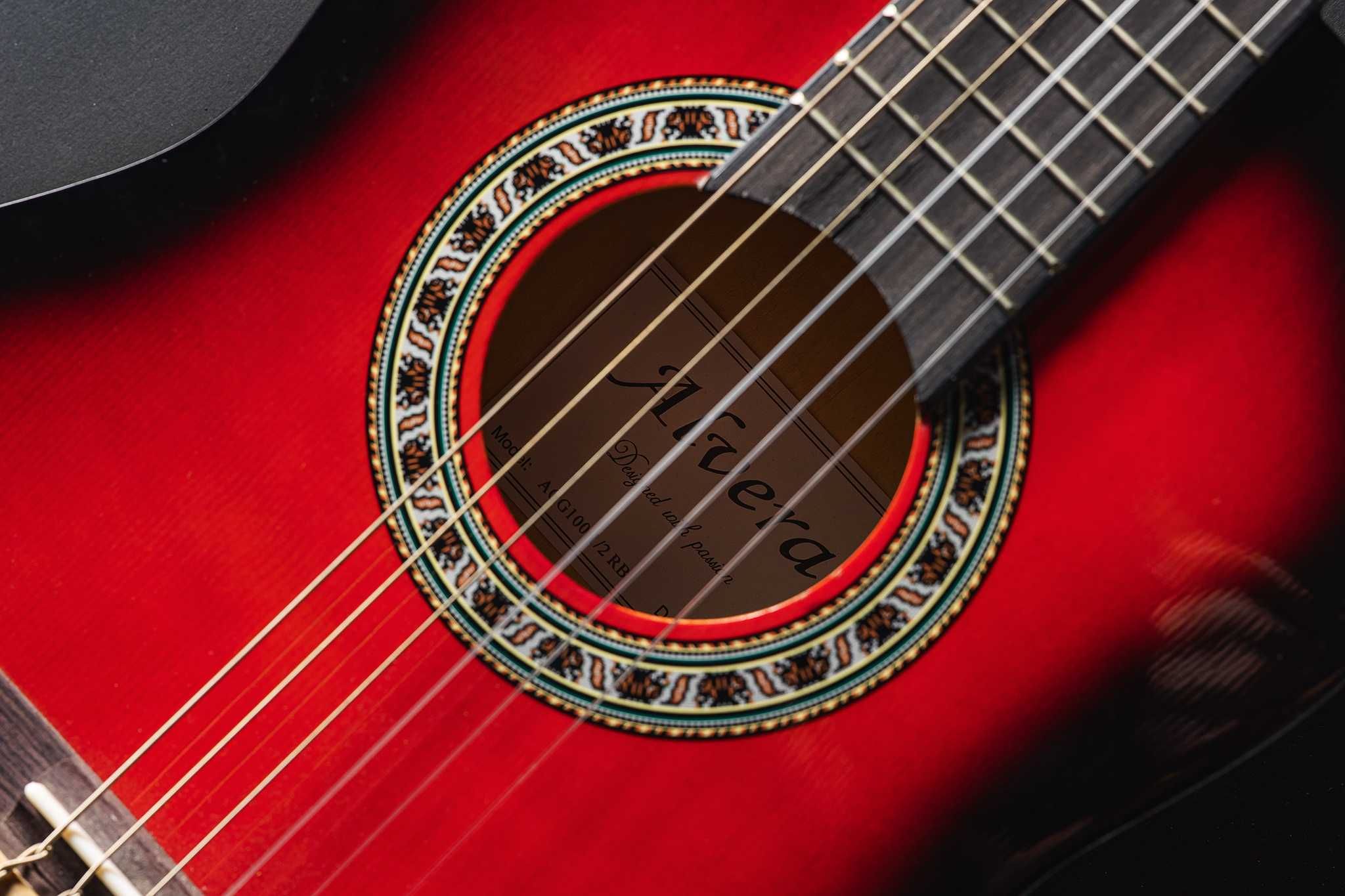 Gitara klasyczna Alvera 1/2 Red Burst Black z pokrowcem dla dzieci
