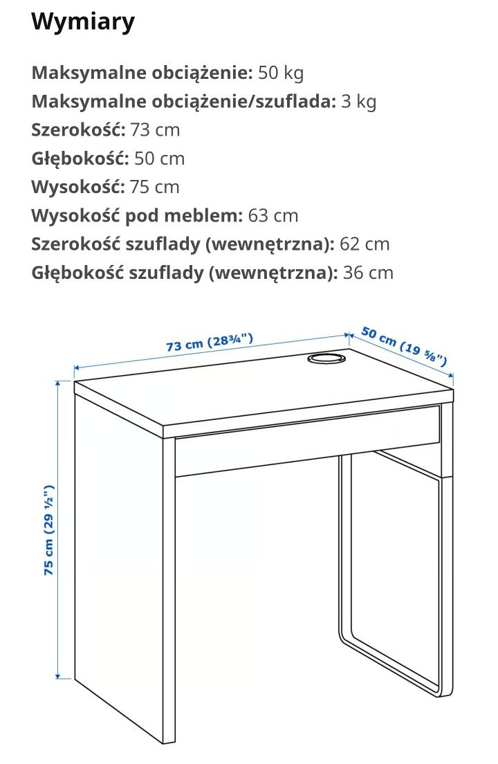 Biurko dziecięce Ikea MICKE białe