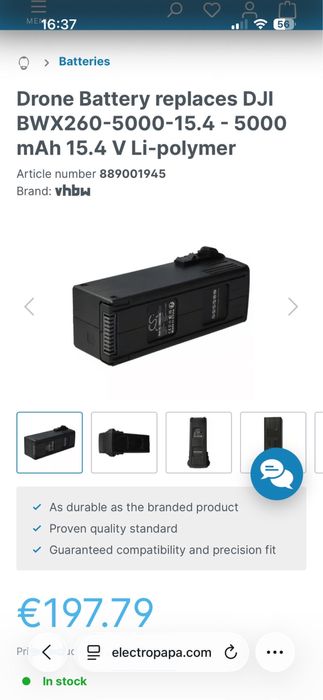 Drone Battery replaces Dji BWX260_5000_15.4 mAh 15.4 V Li-polymer