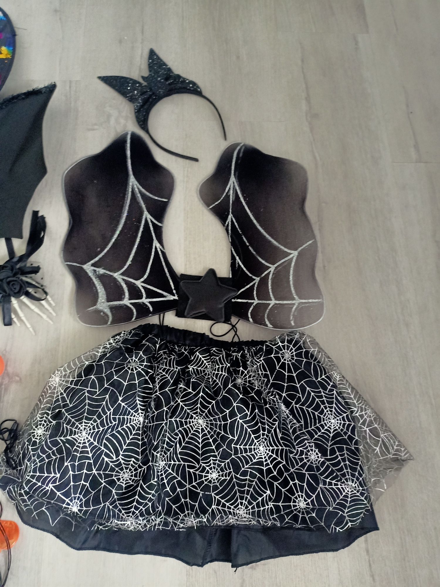 Zestaw halloween strój dekoracje oświetlenie  dynia pająk nietoperz