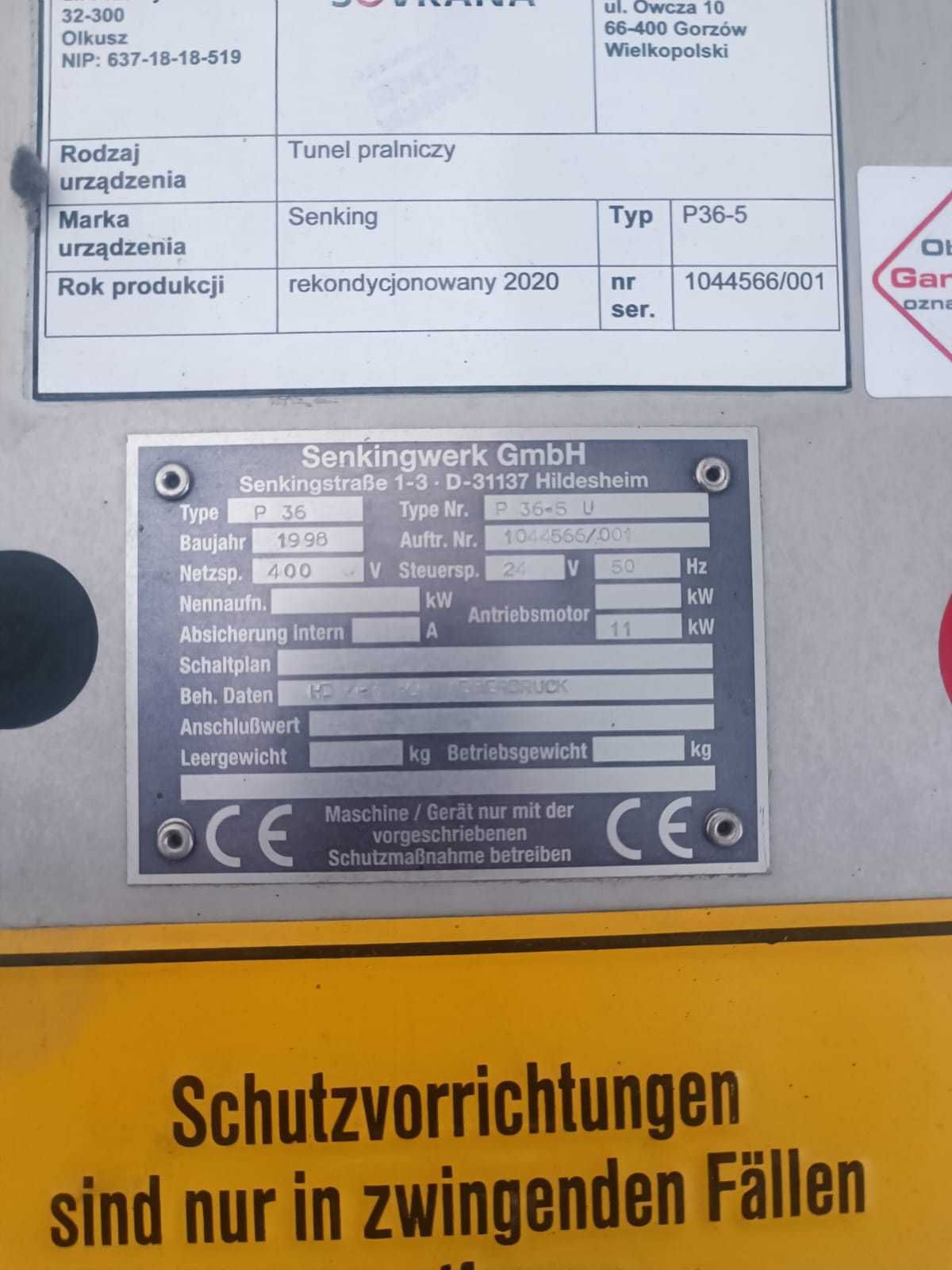 Sprzedam tunel pralniczy Senking P36-5
