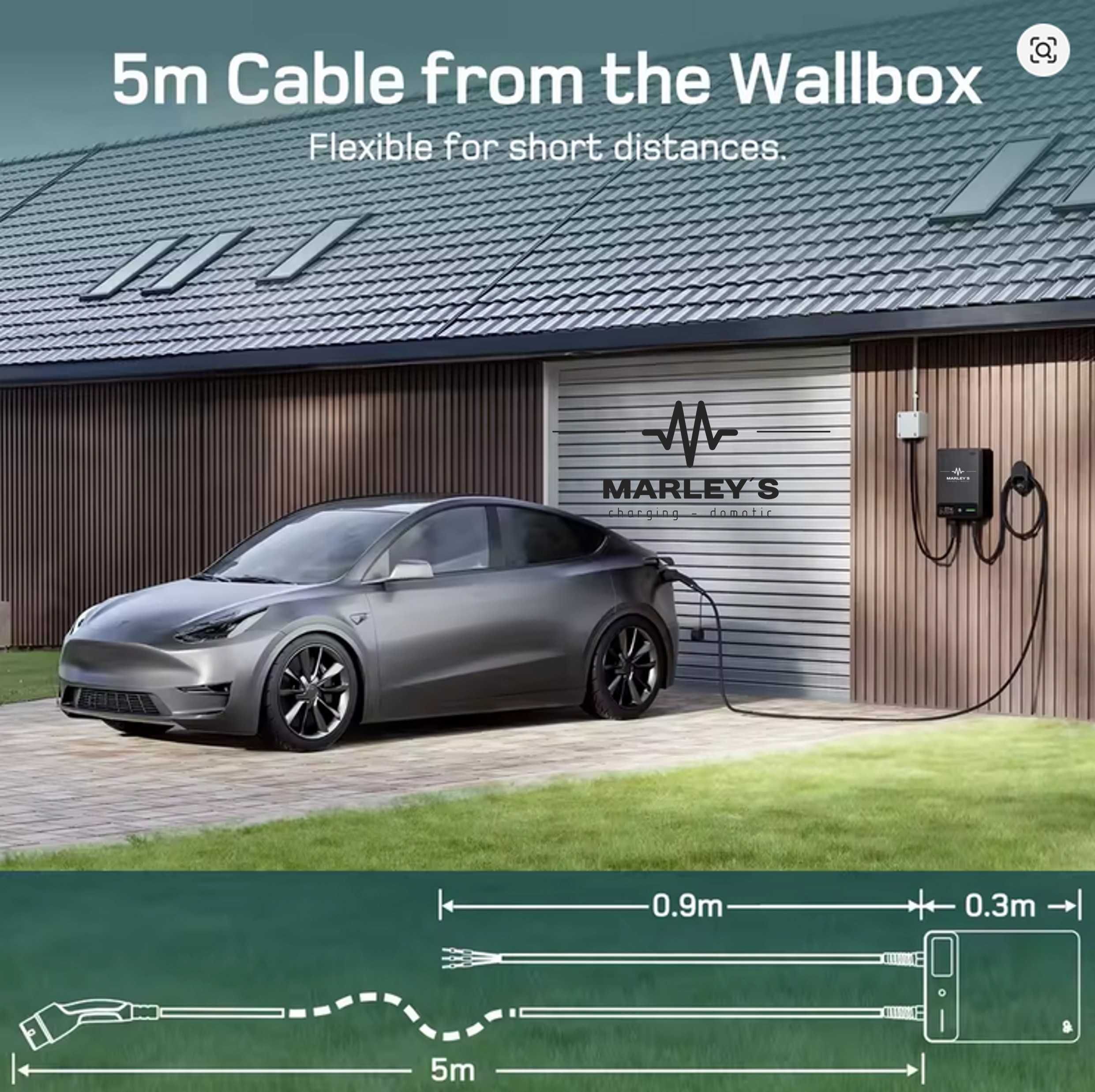 Wallbox Carregador Parede - 7 kw - C/ APP e Cartões - 7,5 metros Cabo